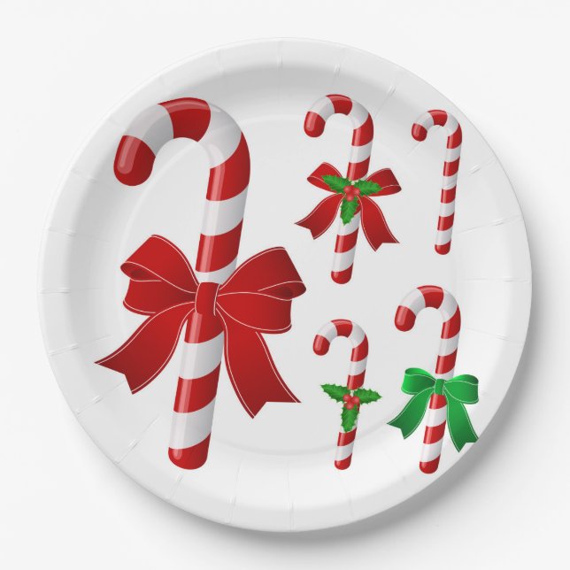 Assiettes En Carton Sucre de canne de Noël (Devant)