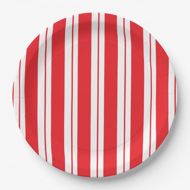 Assiettes En Carton Sucre de canne de Noël Peppermenthe Stripes (Devant)