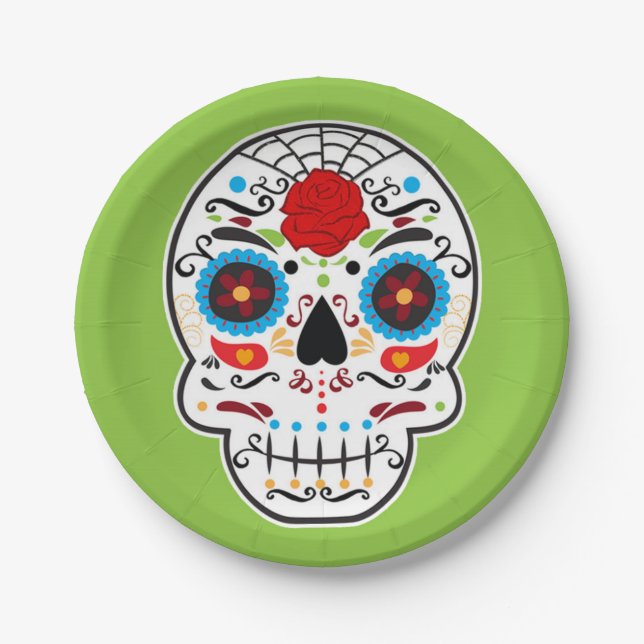 Assiettes En Carton Sugar Skeleton Party mexicain espagnol Skeleton Pa (Devant)