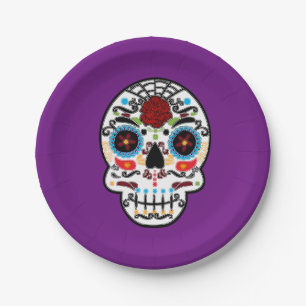 Assiettes En Carton Sugar Skeleton Party Mexicaine Espagnol Skeleton