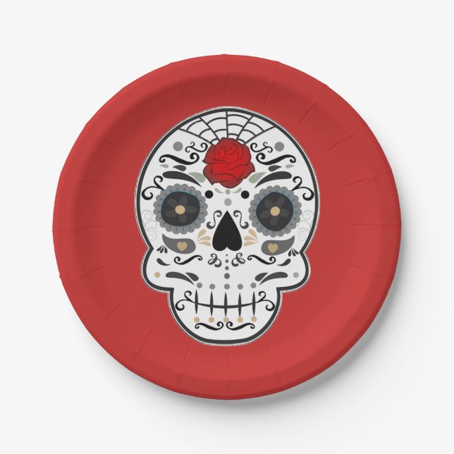 Assiettes En Carton Sugar Skeleton Party Mexicaine Espagnol Skeleton (Devant)