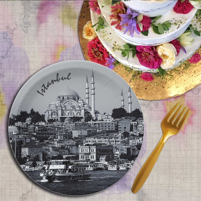 Assiettes En Carton Sultan Ahmed & Istanbul panorama, Turquie / fête (Créateur téléchargé)
