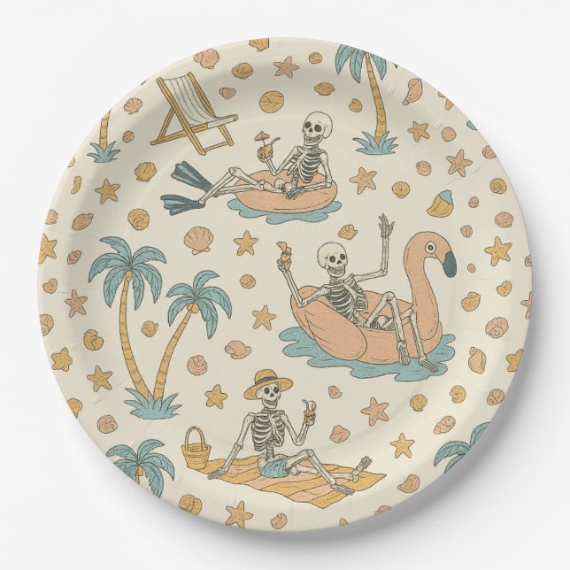 Assiettes En Carton Summerween Party Skeleton Paper Plates (Devant)