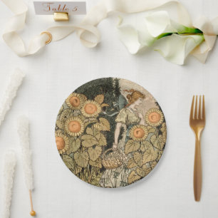 Assiettes En Carton Sunflower Art Nouveau Jardin Grasset Femme