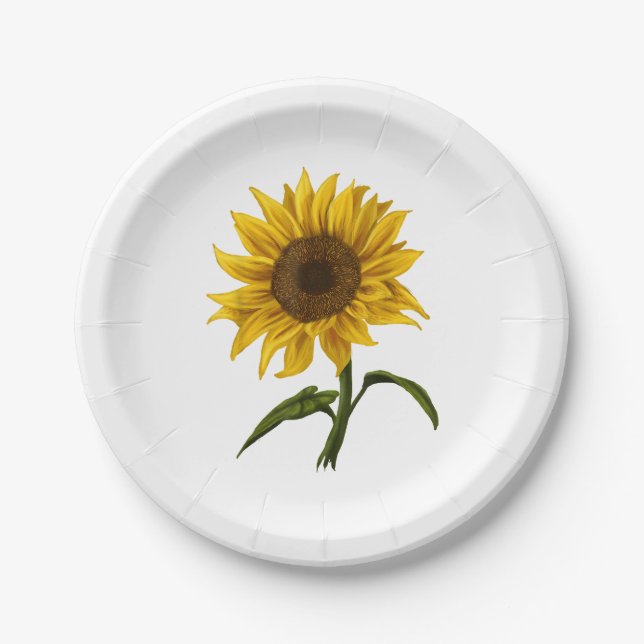Assiettes En Carton Sunflower Sunshine Floral Aquarelle Fleur (Devant)