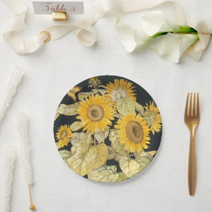 Assiettes En Carton Sunflowers Butterfly Garden Porcelaine vintage