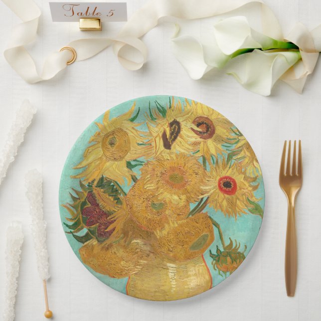 Assiettes En Carton Sunflowers Vincent van Gogh (Mariage)