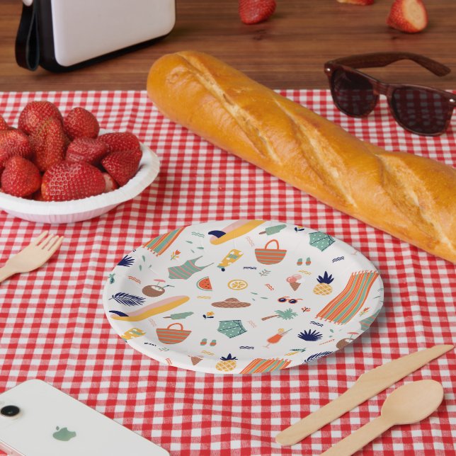 Assiettes En Carton Sunny Beach Fun Motif (Pique-nique)