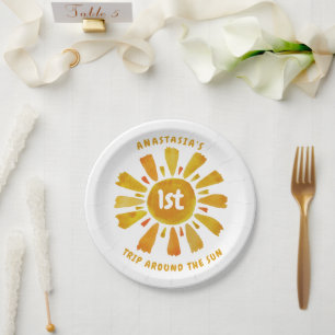 Assiettes En Carton Sunshine 1ER anniversaire
