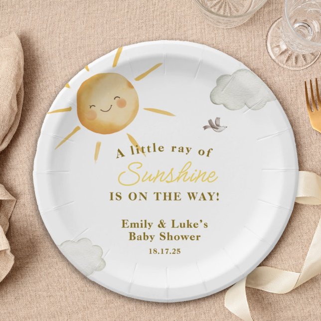 Assiettes En Carton Sunshine Boho Sun Gender-Neutral Baby Shower (Créateur téléchargé)