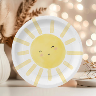 Assiettes En Carton Sunshine, fête d'anniversaire au soleil minimalist