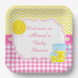 Assiettes En Carton Sunshine & Lemonade rose & jaune