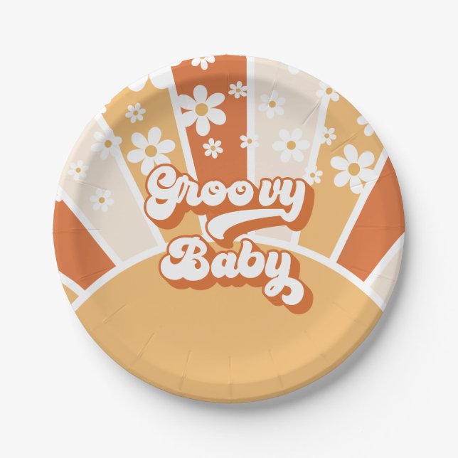 Assiettes En Carton Super Baby Retro Sunshine Hippie Baby shower (Devant)