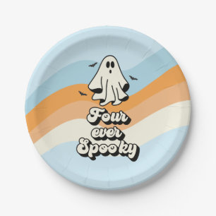 Assiettes En Carton super Ghost retro Halloween Quatre jamais Éffrayan
