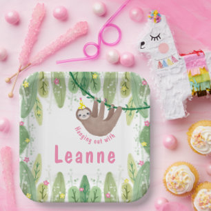 Assiettes En Carton Super mignon fille paresse anniversaire