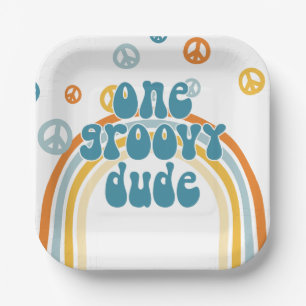 Assiettes En Carton Super One Retro Boy Premier anniversaire
