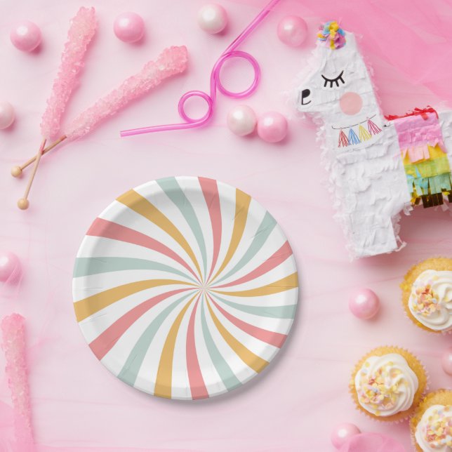 Assiettes En Carton Super Retro Swirl (Fête)