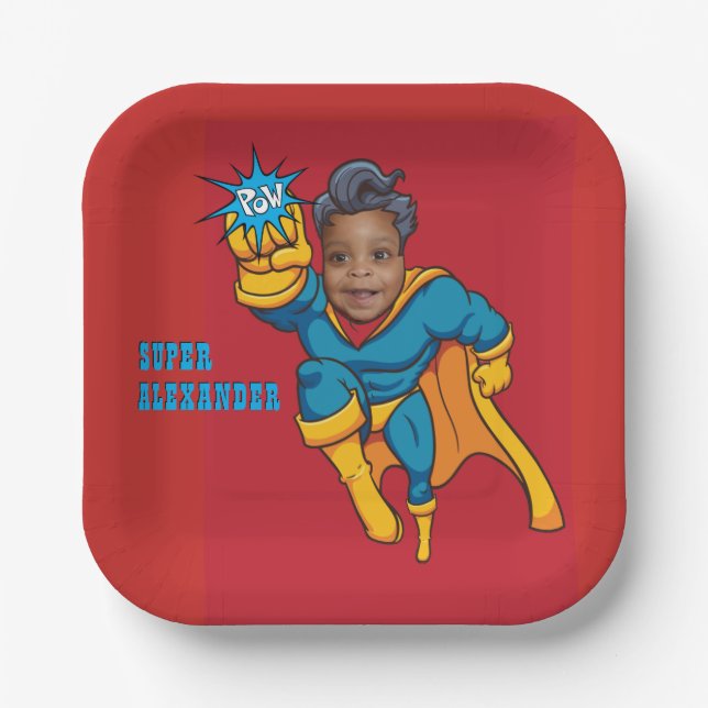 Assiettes En Carton Super Special Enfants 🌟 Superhero (Recto)