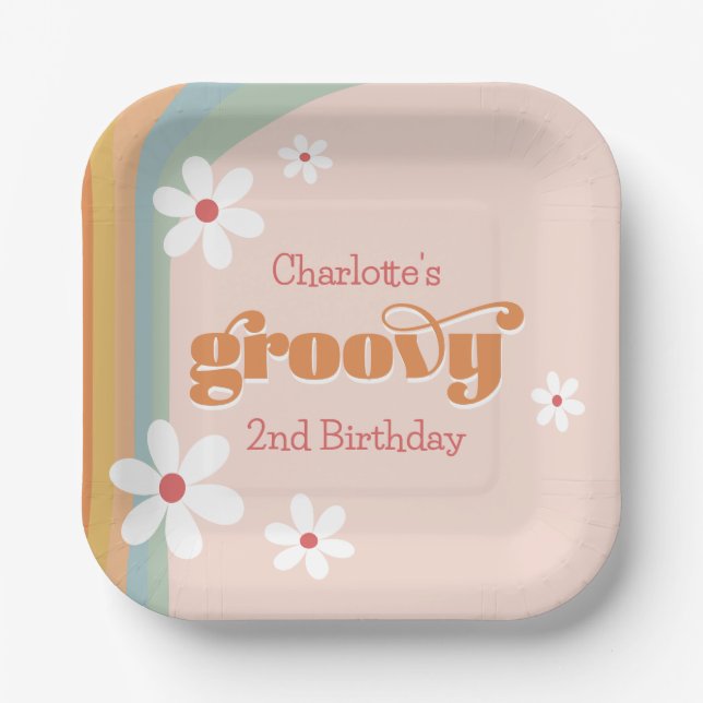 Assiettes En Carton Super White Daisies Girl's 2nd Birthday Party (Recto)