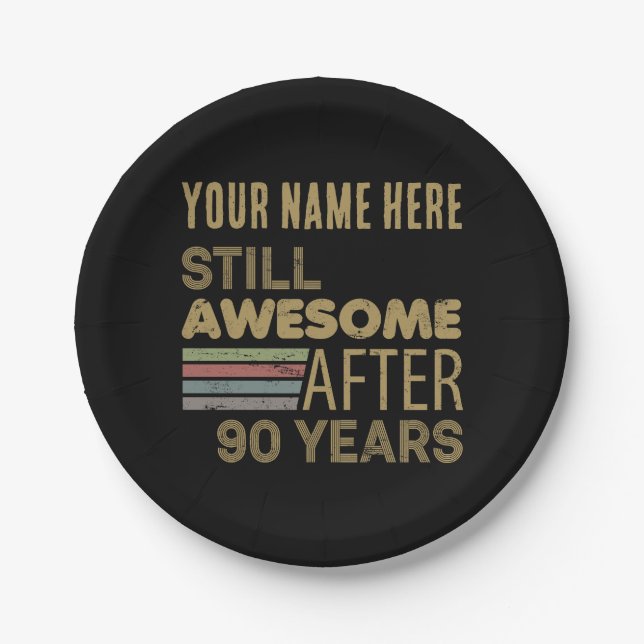 Assiettes En Carton Superbe 90e anniversaire personnalisé (Devant)