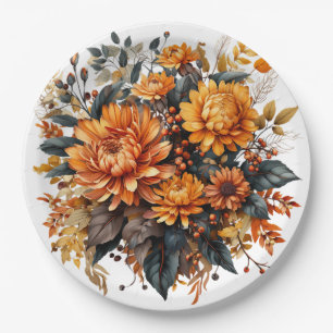Assiettes En Carton Superbe automne floral