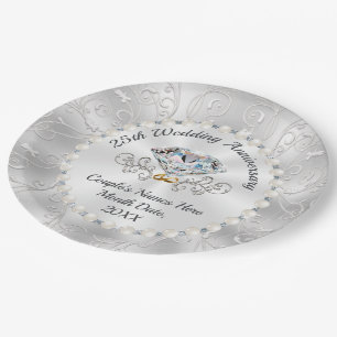 Assiettes En Carton Superbe plaque papier du 25e anniversaire du Maria