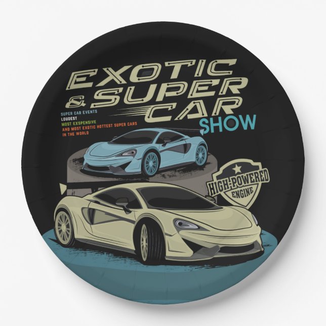 Assiettes En Carton Supercars Exotiques Modernes | Hypercars (Devant)