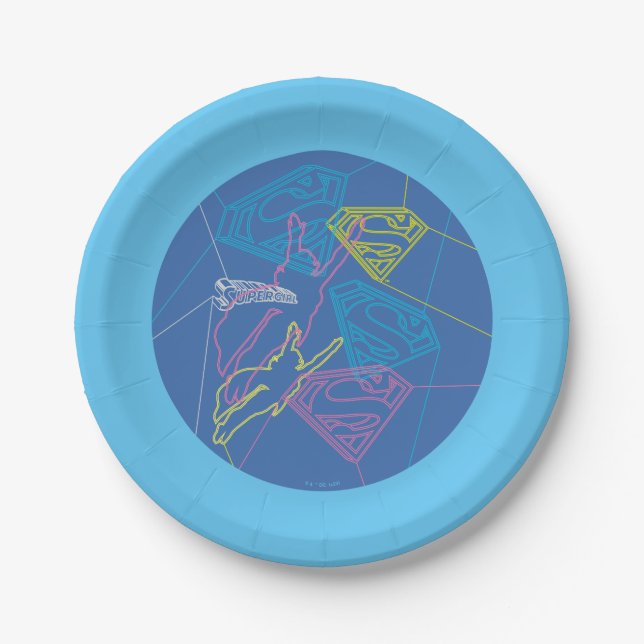 Assiettes En Carton Supergirl et logo en couleurs (Devant)