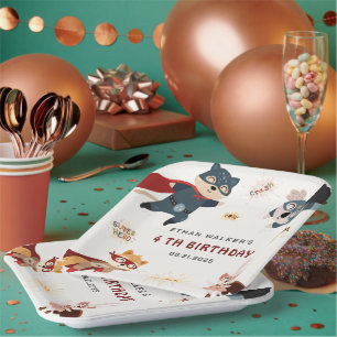 Assiettes En Carton Superhero Animaux Belle fête Animaux Anniversaires