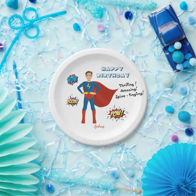 Assiettes En Carton Superhero Photo personnalisée Anniversaire (Fête)