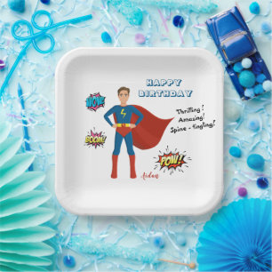 Assiettes En Carton Superhero Photo personnalisée Plaques papier d'ann