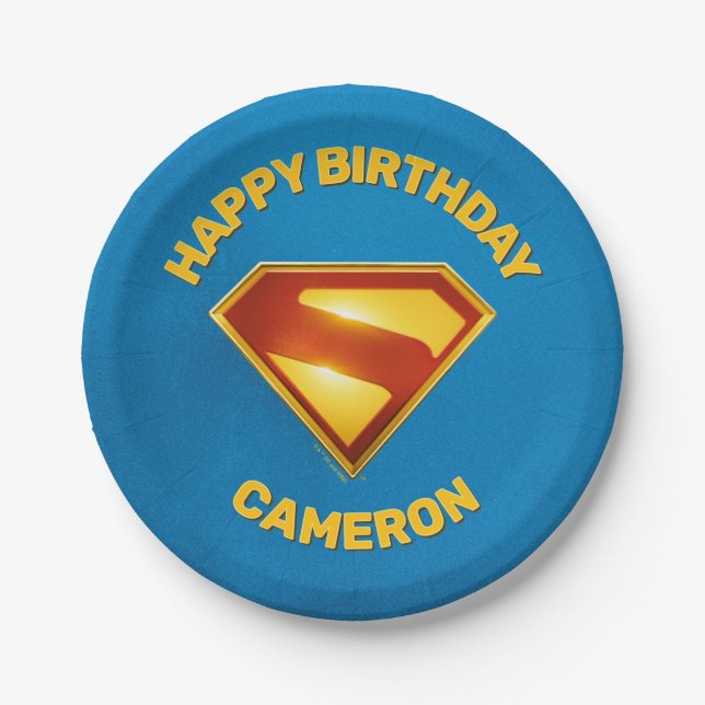 Assiettes En Carton Superman Golden S Shield brillance (Devant)