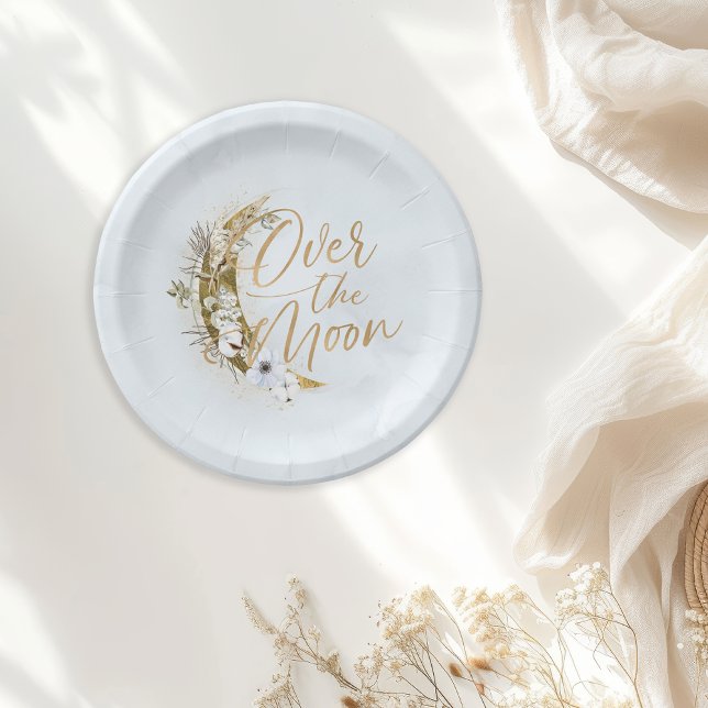 Assiettes En Carton Sur la Lune Boho Gold Dust & Nuds Plaques de papie (Créateur téléchargé)