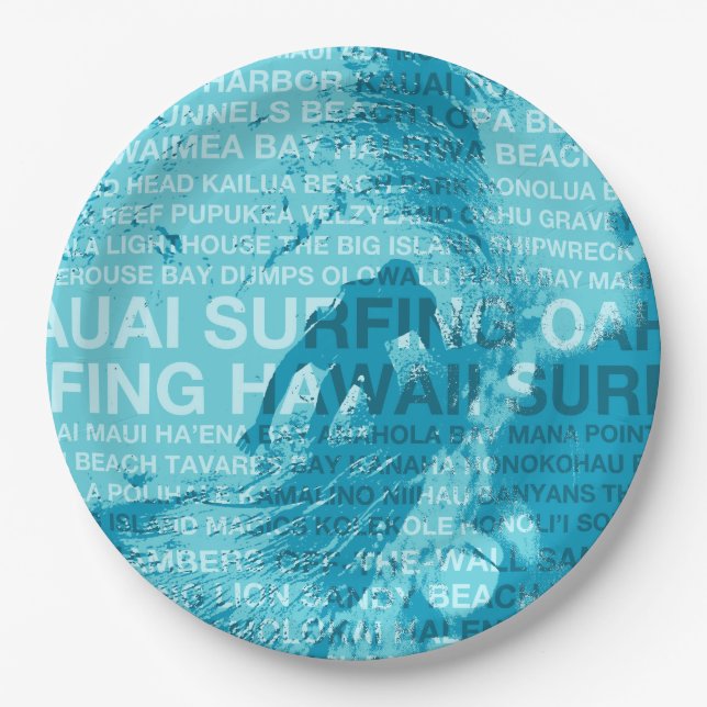 Assiettes En Carton Surf Hawaii Green Room Hawaiian Surfer (Devant)