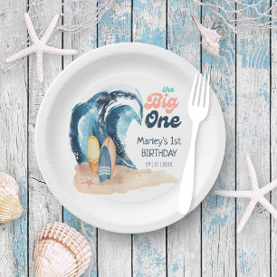 Assiettes En Carton Surf   The Big One Beach Baby 1er anniversaire