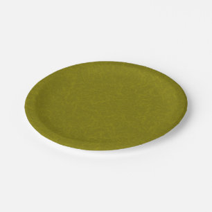 Assiettes En Carton Surface vert olive avec un motif subtil en spirale