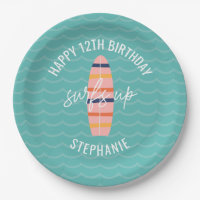 Surfs Up Pink surboard Anniversaire