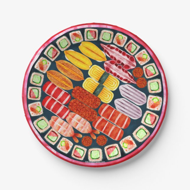 Assiettes En Carton Sushi Anniversaire Fournitures Plaque de papier (Devant)