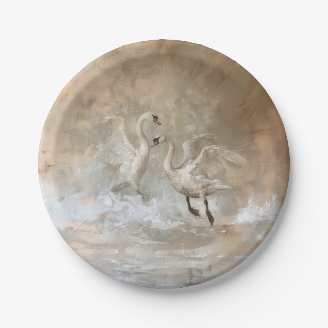 Assiettes En Carton Swans - Plaques de papier rond (Devant)