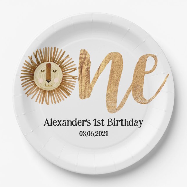 Assiettes En Carton Sweari Lion Enfants Safari 1er anniversaire (Devant)