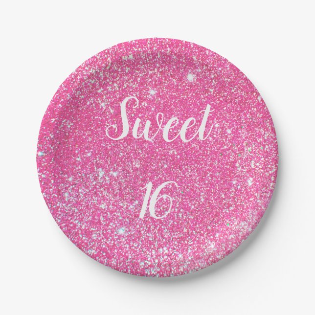 Assiettes En Carton SWEET 16 Anniversaire Étincelle Parties scintillan (Devant)