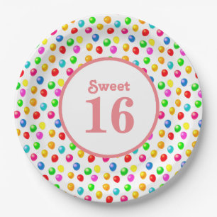Assiettes En Carton Sweet 16 & Ballons Festifs Multicolores Anniversai