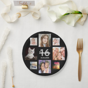 Assiettes En Carton Sweet 16 Black photo collage