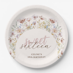 Assiettes En Carton Sweet 16 Meadow Fleurs sauvages Anniversaire