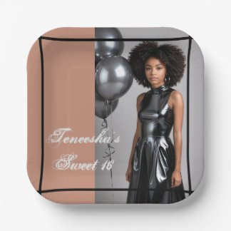 Assiettes En Carton Sweet 16 Mocha Brown Plate – Custom Text/Photo