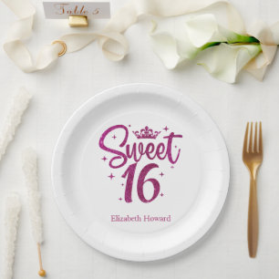 Assiettes En Carton Sweet 16 papier personnalisé