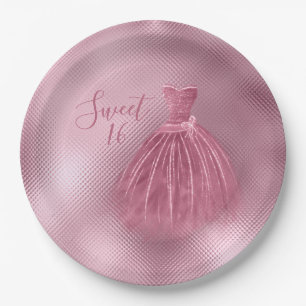 Assiettes En Carton Sweet 16 Seize Roses Robe Parties scintillant Soir