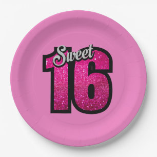 Assiettes En Carton Sweet 16e anniversaire Pink Gold Parties scintilla