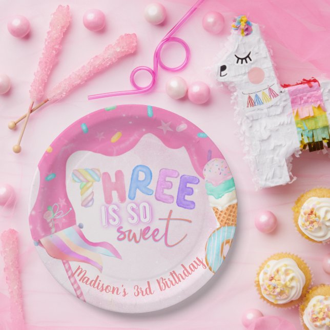 Assiettes En Carton Sweet 3e anniversaire Pink Frosting (Fête)