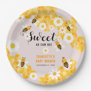 Assiettes En Carton Sweet As Can Bee Bumble Bee Baby shower Party
